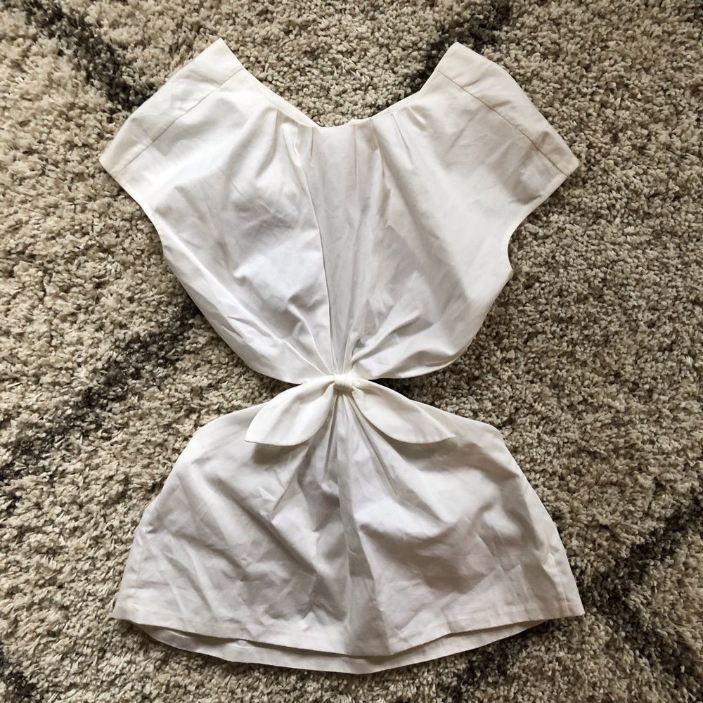 White Side Cutout Blouse